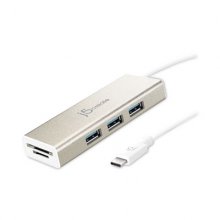 USB-C 3-Port Hub with SD/Micro SD Card Reader, Silver