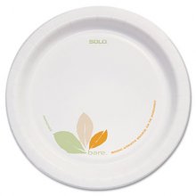 Bare Paper Eco-Forward Dinnerware, Plate, 8.5" dia, Green/Tan, 125/Pack, 2 Packs/Carton