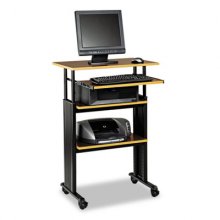 Muv Stand-Up Adjustable-Height Desk, 29.5" x 22" x 35" to 49", Cherry/Black
