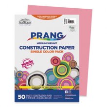 Construction Paper, 58 lb Text Weight, 9 x 12, Pink, 50/Pack