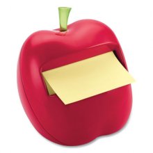 Apple-Shaped Dispenser, For 3 x 3 Pads, Red, Includes 50-Sheet Canary Yellow Pop-Up Pad