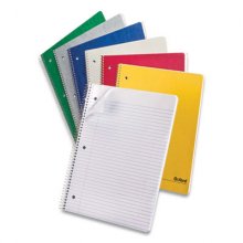 One-Subject Notebook, Medium/College Rule, Assorted Covers, 11 x 9, 100 Sheets, 6/Pack