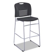 Vy Sled Base Bistro Chair, Supports Up to 350 lb, Black Seat/Back, Silver Base