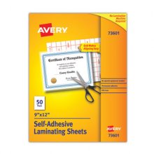Clear Self-Adhesive Laminating Sheets, 3 mil, 9" x 12", Matte Clear, 50/Box