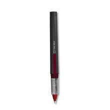 Roller Ball Pen, Stick, Fine 0.5 mm, Red Ink, Black Barrel, Dozen
