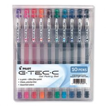 G-TEC-C Ultra Gel Pen with Convenience Pouch, Stick, Extra-Fine 0.4 mm, Assorted Ink Colors, Clear Barrel, 10/Pack