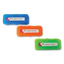 Double-Sided 5-Compartment Pencil Box, 8.5 x 3.5 x 1.5, Randomly Assorted Colors