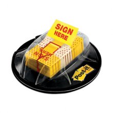 Page Flags in Dispenser, "Sign Here", Yellow, 200 Flags/Dispenser