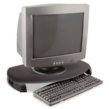 CRT/LCD Stand with Keyboard Storage, 23" x 13.25" x 3", Black, Supports 80 lbs