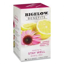 Benefits Lemon and Echinacea Herbal Tea Bags, 0.6 oz Tea Bag, 18/Box