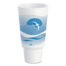 Horizon Hot/Cold Foam Drinking Cups, 44 oz, Ocean Blue/White, 15/Bag, 20 Bags/Carton