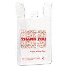 HDPE T-Shirt Bags, 14 microns, 12" x 23", White, 500/Carton
