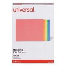 Deluxe Bright Color Hanging File Folders, Letter Size, 1/5-Cut Tabs, Assorted Colors, 25/Box