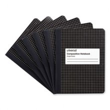 Quad Rule Composition Book, Quadrille Rule, Black Marble Cover, 9.75 x 7.5, 100 Sheets, 6/Pack