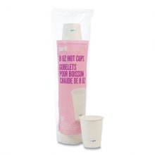 White Paper Hot Cups, 8 oz, 100/Pack