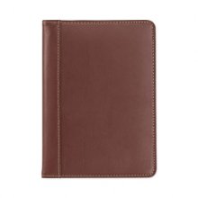 Contrast Stitch Leather Padfolio, 6 1/4w x 8 3/4h, Open Style, Brown