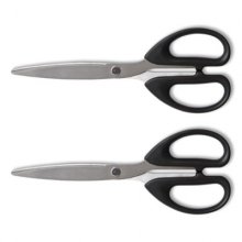 Ambidextrous Stainless Steel Scissors, 8" Long, 3.86" Cut Length, Black Straight Symmetrical Handle, 2/Pack