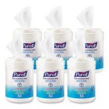 Hand Sanitizing Wipes Alcohol Formula, 6 x 7, White, 175/Canister, 6 Canisters/Carton
