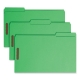 Top Tab Colored Fastener Folders, 2 Fasteners, Legal Size, Green Exterior, 50/Box