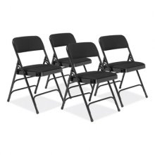 2300 Series Fabric Upholstered Triple Brace Premium Folding Chair, Supports 500lb, Midnight Black, 4/CT,Ships in 1-3 Bus Days