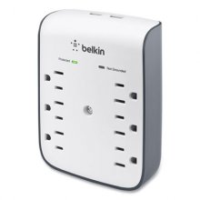 SurgePlus USB Wall Mount Charger, 6 Outlets; 2 USB, White