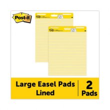 Vertical-Orientation Self-Stick Easel Pads, Presentation Format (1 1/2" Rule), 30 Yellow 25 x 30 Sheets, 2/Carton