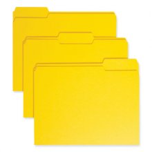 Colored File Folders, 1/3-Cut Tabs: Assorted, Letter Size, 0.75" Expansion, Yellow, 100/Box