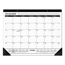 Academic Year Ruled Desk Pad, 21.75 x 17, White Sheets, Black Binding, Black Corners, 16-Month (Sept to Dec): 2022 to 2023