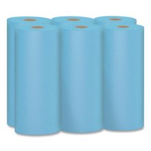 Shop Towels, 1-Ply, 10.4 x 11, Blue, 55/Roll, 6 Rolls/Pack