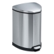 Step-On Waste Receptacle, Triangular, Stainless Steel, 4 gal, Chrome/Black