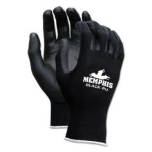 Economy PU Coated Work Gloves, Black, Small, 1 Dozen