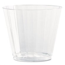 Classic Crystal Plastic Tumblers, 9 oz, Clear, Fluted, Squat, 20/Pack, 12 Packs/Carton