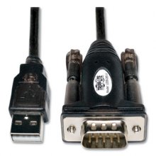 USB-A to Serial Adapter Cable, DB9 (M/M), 5 ft., Black