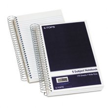 Wirebound Five-Subject Notebook, Wide/Legal Rule, Navy Cover, 9.5 x 6, 175 Sheets