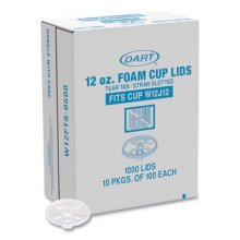 Lids for Foam Cups and Containers, Fits 12 oz Cups, Translucent, 1,000/Carton