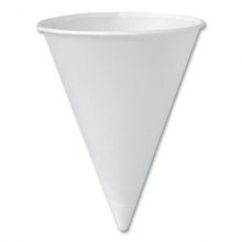 Bare Treated Paper Cone Water Cups, 6 oz, White, 200/Sleeve, 25 Sleeves/Carton