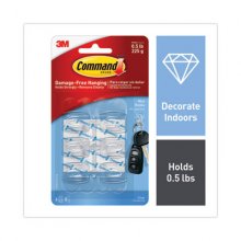 Clear Hooks and Strips, Plastic, Mini, 6 Hooks and 8 Strips/Pack