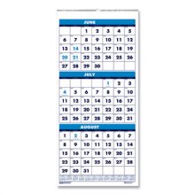 Recycled Three-Month Format Wall Calendar, Vertical Orientation, 8 x 17, White Sheets, 14-Month (June to July): 2022 to 2023
