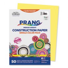 Construction Paper, 58 lb Text Weight, 9 x 12, Yellow, 50/Pack