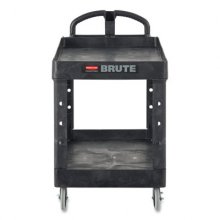 Heavy-Duty 2-Shelf Utility Cart, TPR Casters, 26w x 55d x 33.25h, Black