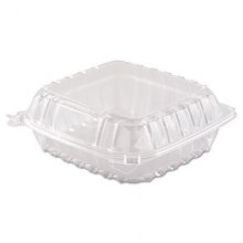 ClearSeal Hinged-Lid Plastic Containers, 8.3 x 8.3 x 3, Clear, 250/Carton