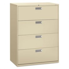 Brigade 600 Series Lateral File, 4 Legal/Letter-Size File Drawers, Putty, 42" x 18" x 52.5"