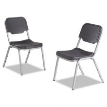 Rough n Ready Stack Chair, Supports Up to 500 lb, Charcoal Seat/Back, Silver Base, 4/Carton