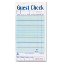 Guest Check Book, 3.5 x 6.7, 1/Page, 50/Book, 50 Books/Carton