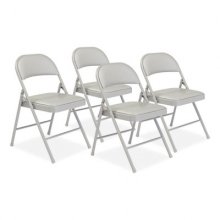 950 Series Vinyl Padded Steel Folding Chair, Supports Up to 250 lb, 17.75" Seat Height, Gray, 4/Carton, Ships in 1-3 Bus Days
