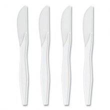 Mediumweight Plastic Cutlery, Knife, White, 1,000/Pack