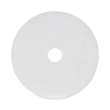 Polishing Floor Pads, 20" Diameter, White, 5/Carton