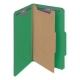 Four-Section Pressboard Top Tab Classification Folders with SafeSHIELD Fasteners, 1 Divider, Legal Size, Green, 10/Box