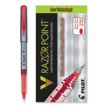 V Razor Point Liquid Ink Porous Point Pen, Stick, Extra-Fine 0.5 mm, Red Ink, Gray Barrel, Dozen