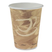 Mistique Polycoated Hot Paper Cup, 12 oz, Printed, Brown, 50/Sleeve, 20 Sleeves/Carton